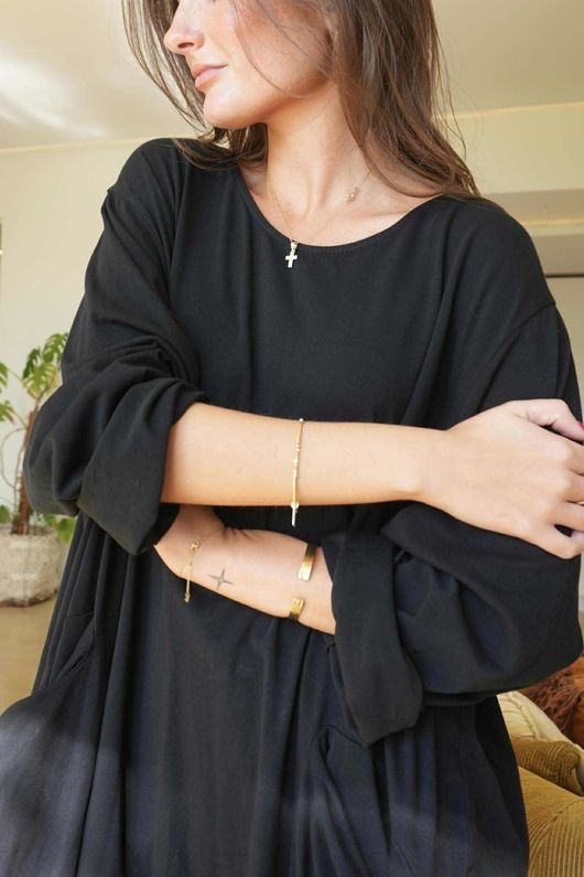 Donegal Cotton Jersey Sac Dress Black /18 =
